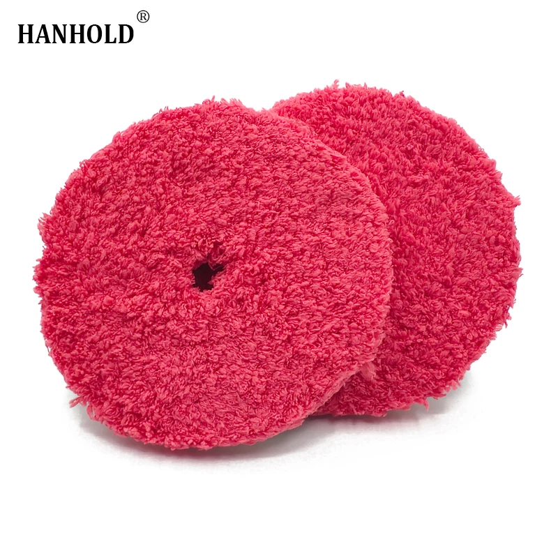 2PCS Car Polishing Pad Microfiber Buffing Removing Wax Buffer Kit Replaceable Disk For Polisher 6 inch Red|Полировальные