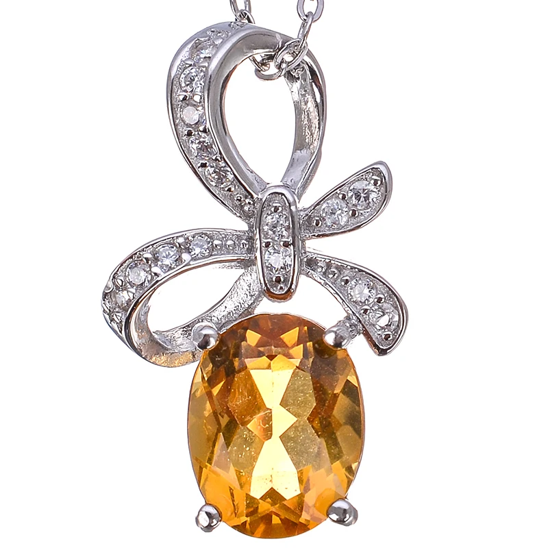 Женская подвеска из 100% натурального цитрина LeeChee ожерелье серебра 925 пробы с
