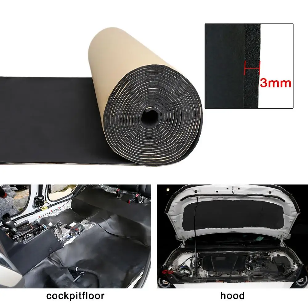 

UXCELL 3mm/6mm Thick Cotton Blends Car Auto Sound Insulation Noise Proofing Deadener Mat Car Heat Insulation FoamDeadener Mat