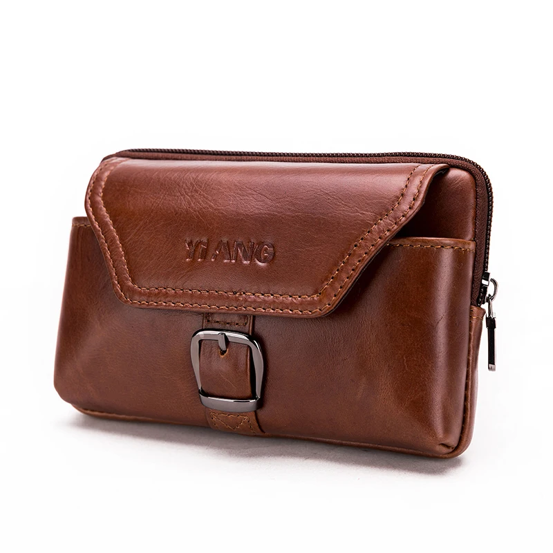 Мужская поясная сумка YIANG кошелек из натуральной кожи с отделением для сигарет и