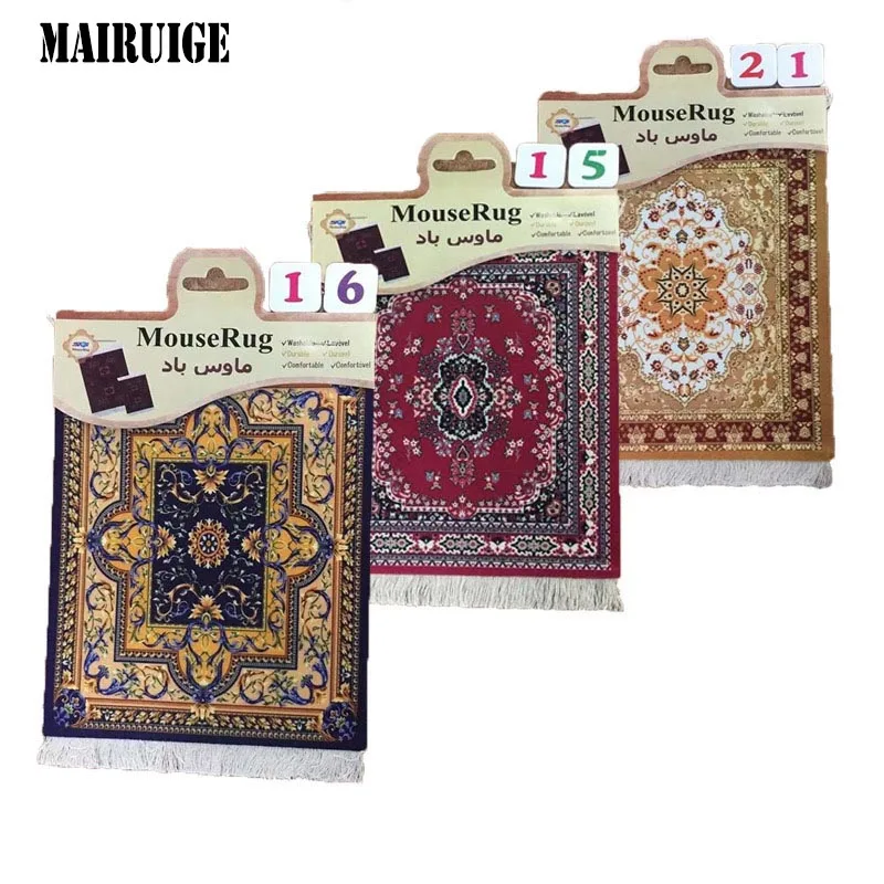 

Mairuige Nworld Persian Mini Woven Rug Mat Mousepad Carpet Pattern Cup Mouse Pad Fring Retro Style Home Office Table Decor Craft