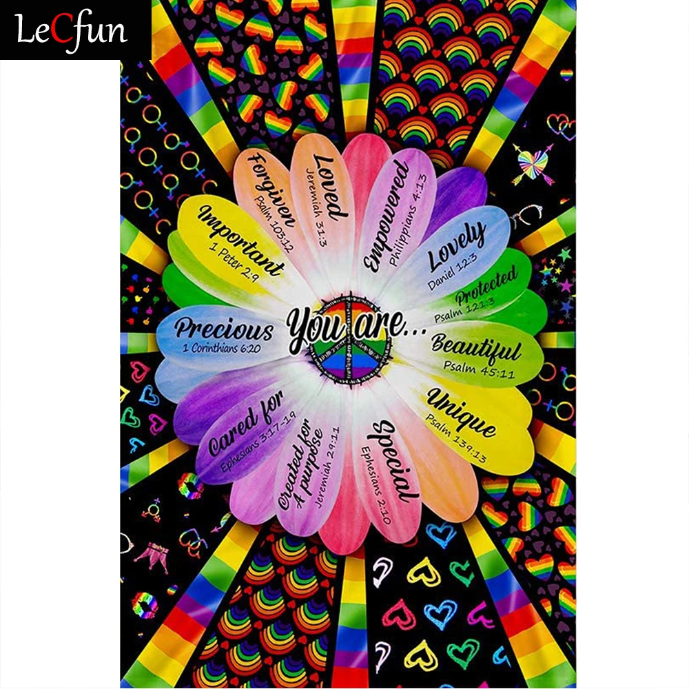 

Алмазная 5D картина LeCfun, ЛГБТ-гордость, Набор для творчества с цветами, полное сверление, круглые/квадратные блестящие бусины, творческая выш...