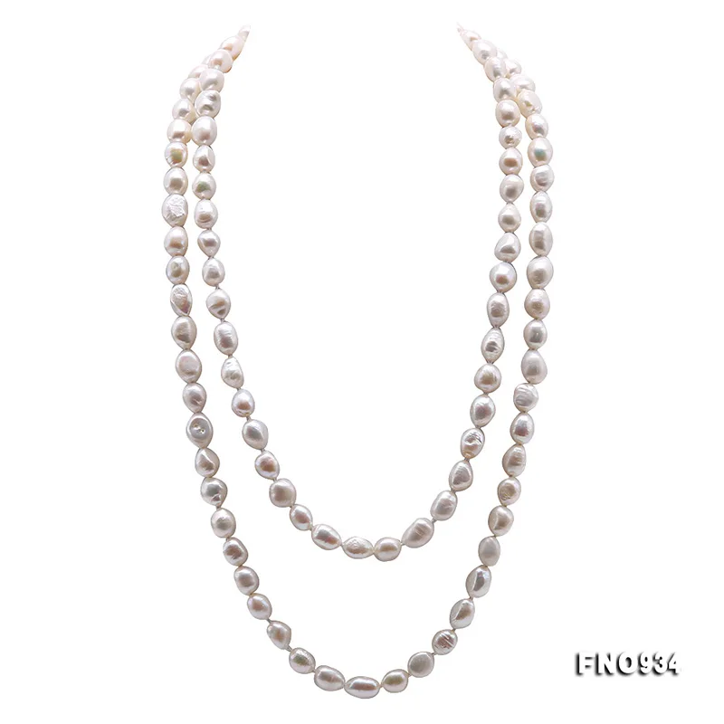 

JYX Long Classic High Light White Baroque Necklace Long 8-9mm natural pearls 48" elegant jewelry for women