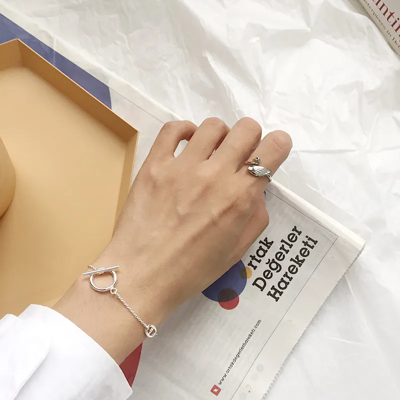 Leouerry 925 Sterling Silver Pretty Small Swan Opening Rings for Women Personality Resizable Wild Jewelry Gifts | Украшения и
