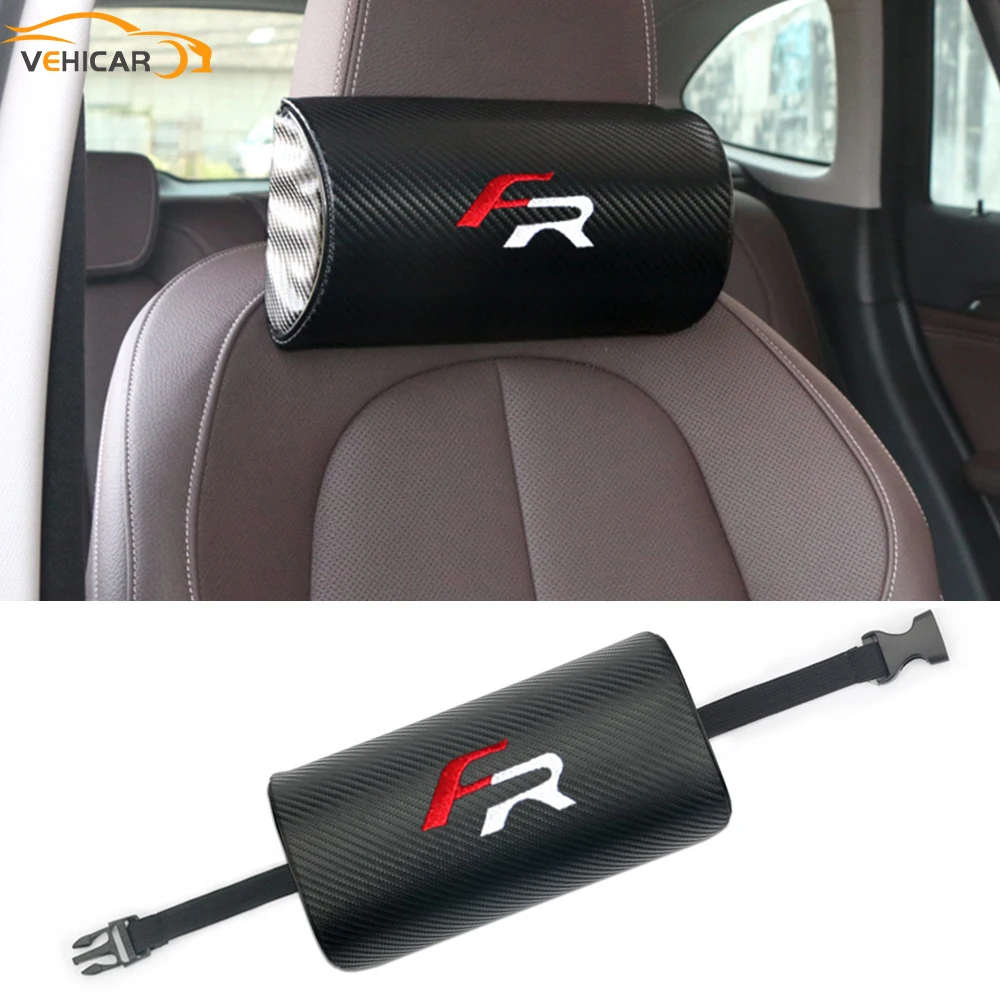 

VEHICAR Car Headrest Car Neck Pillow Carbon Fiber Car Personality Headrest Universal Removable Headrest For FR SEAT