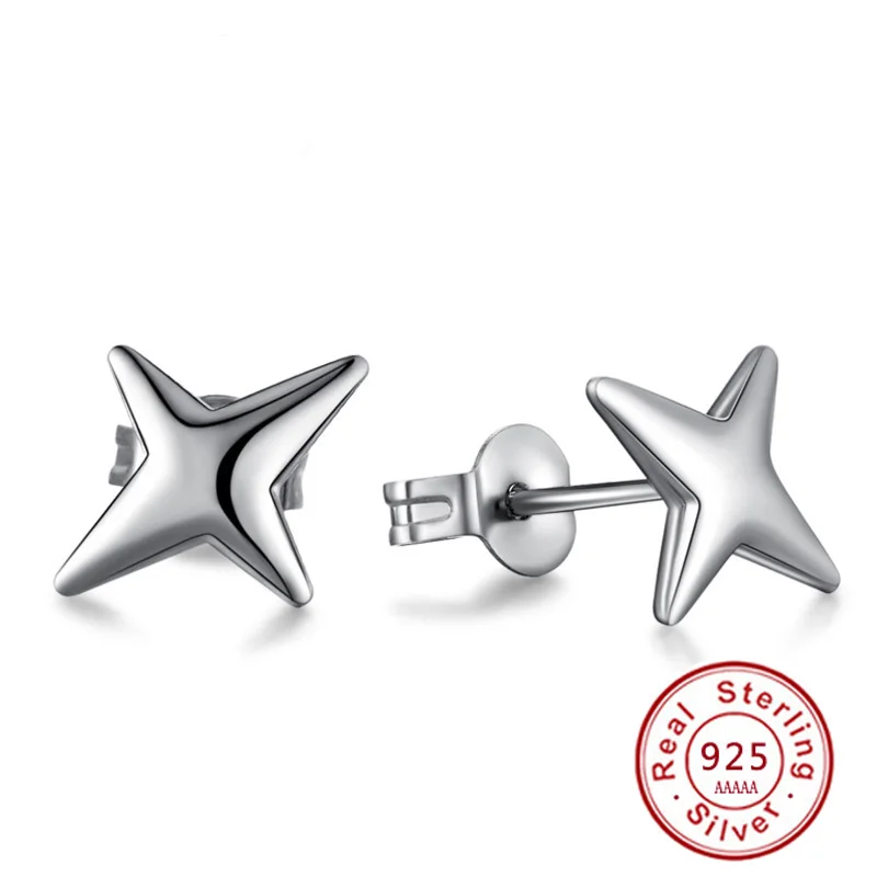 Серьги гвоздики с павлиньими звездами однотонные серьги серебристого цвета