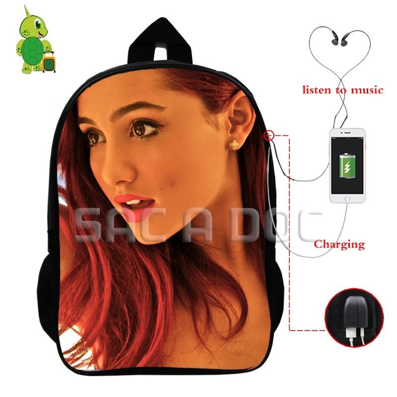 Ariana большая сумка-рюкзак знаменитая звезда Многофункциональный usb зарядка Разъем для наушников школьные сумки для подростков женщин мужчин повседневные дорожные сумки - Цвет: 6