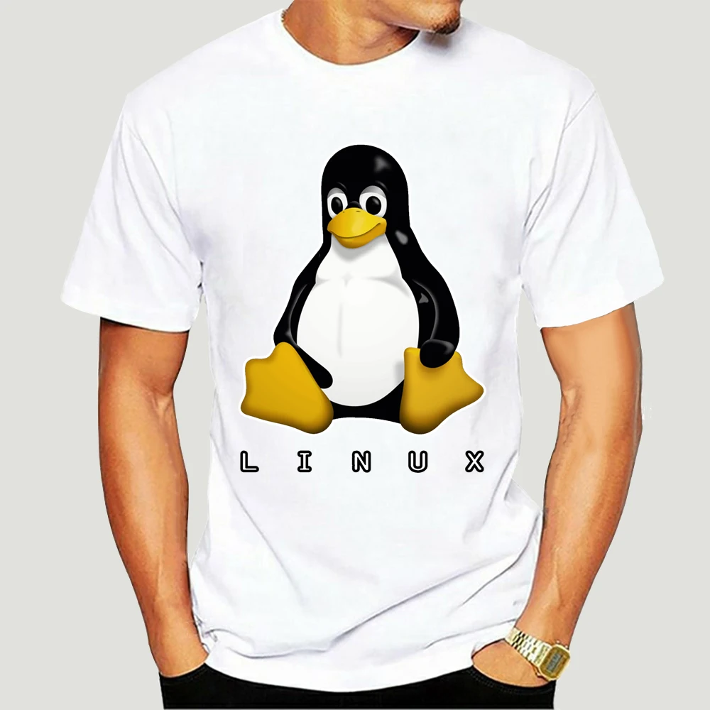 Футболка Linux мужская оверсайз с мультяшным принтом модная тенниска короткими