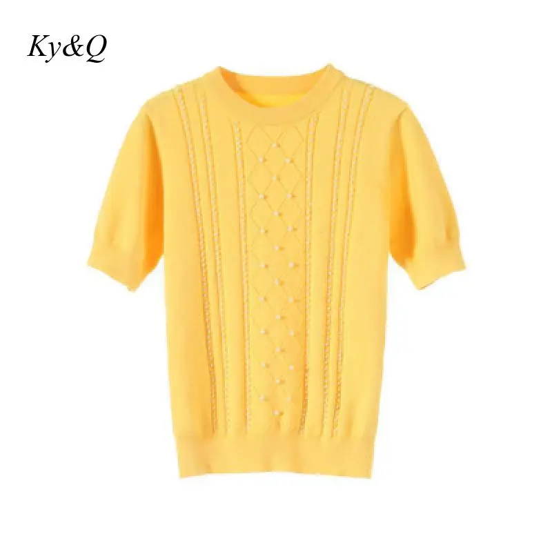 Брендовый дизайнерский Повседневный пуловер 2020 Женский Желтый Вязаный топ с
