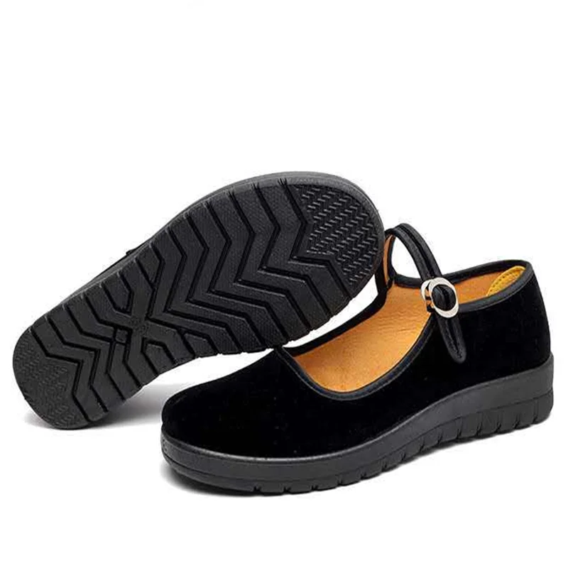

Black generation old Beijing cloth shoes women's shoes hotel supermarket work single shoes flat soft bottom square dance shoes 1