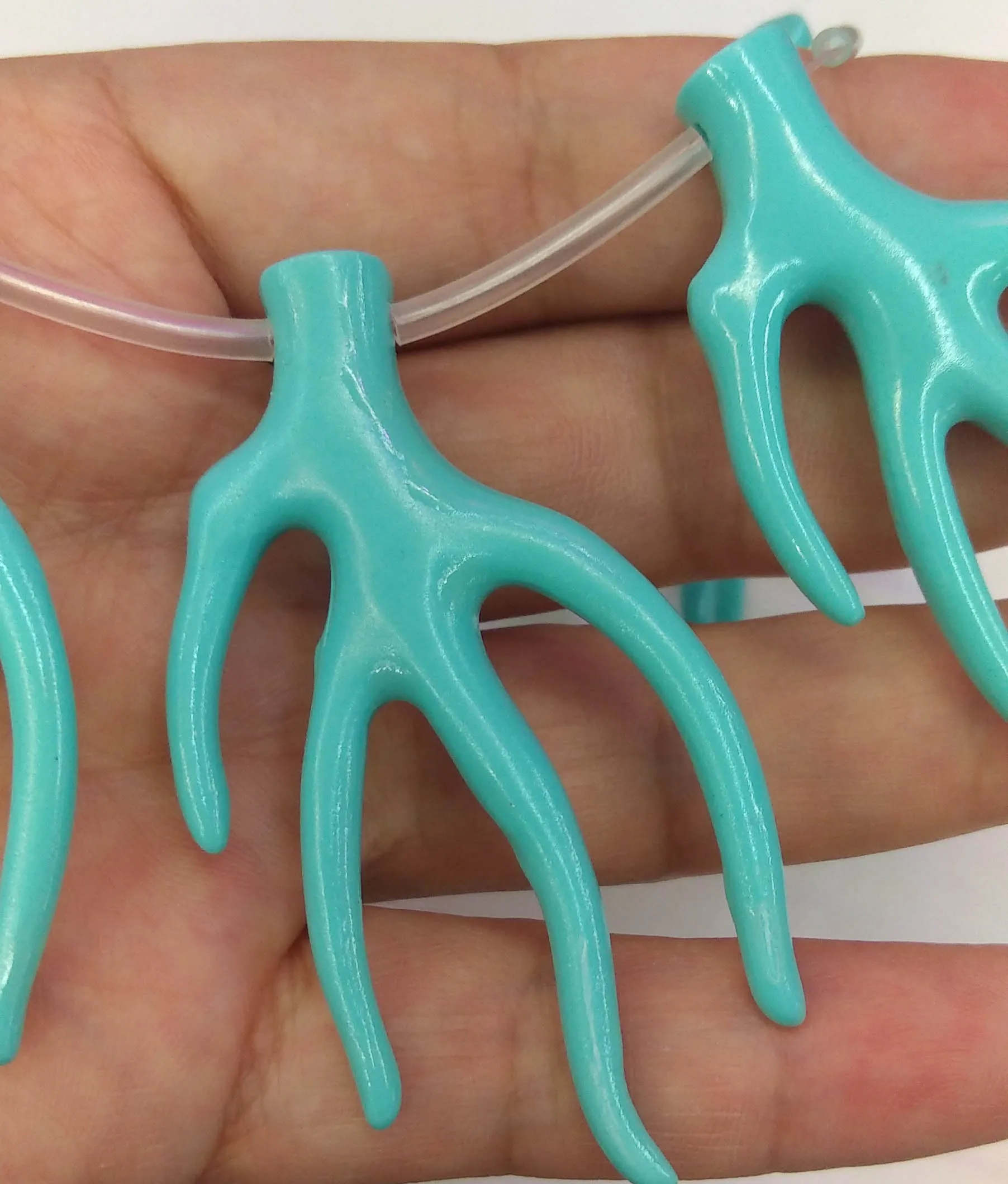 

Large 50mm turquoise tree of life ,bamboo,freeform focal beads ,oranger pink red full strand 16"