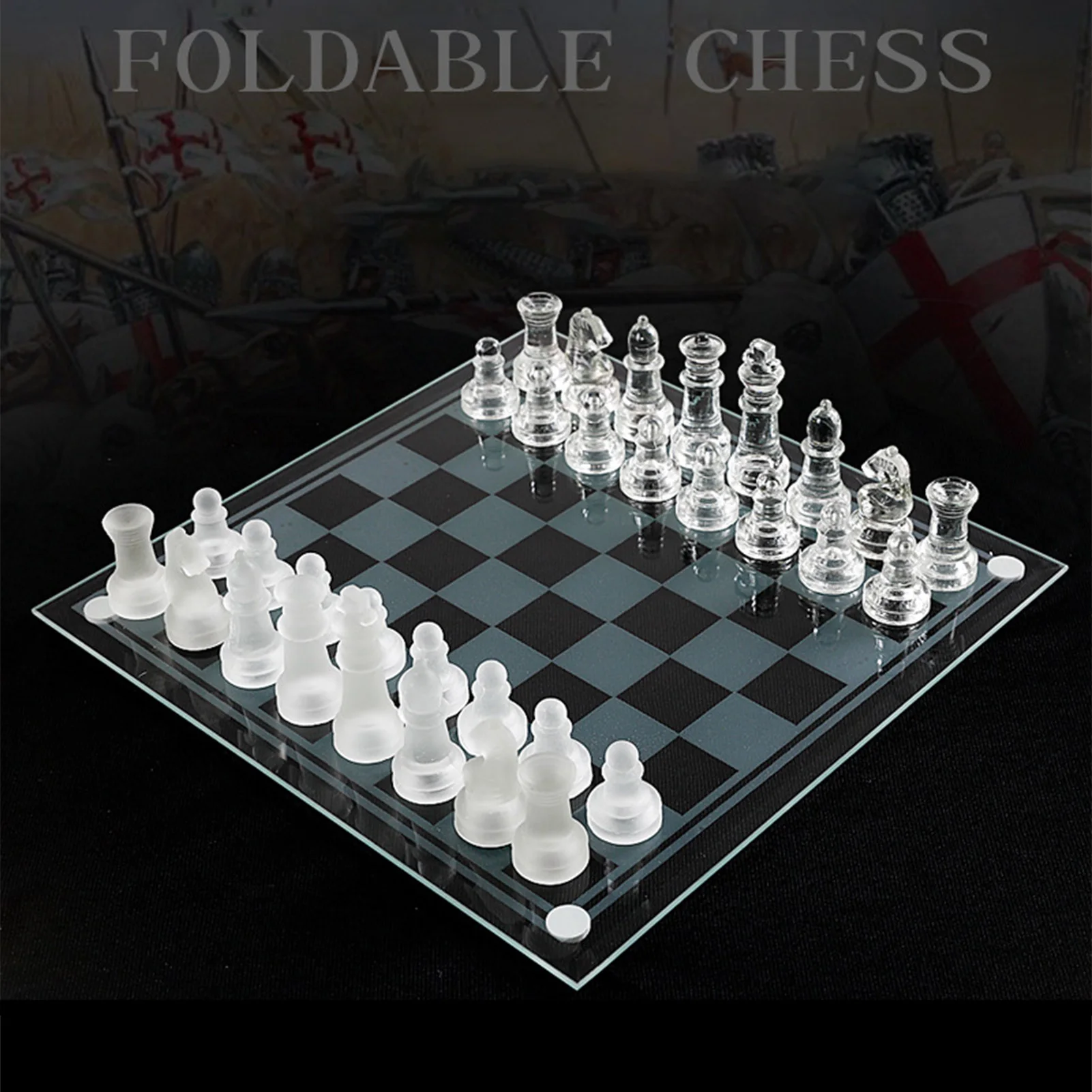

K9 Glass Chess Set Small Medium Large International Chess Board Game Checkers Puzzle Games Portable Chessboard Kid Toy