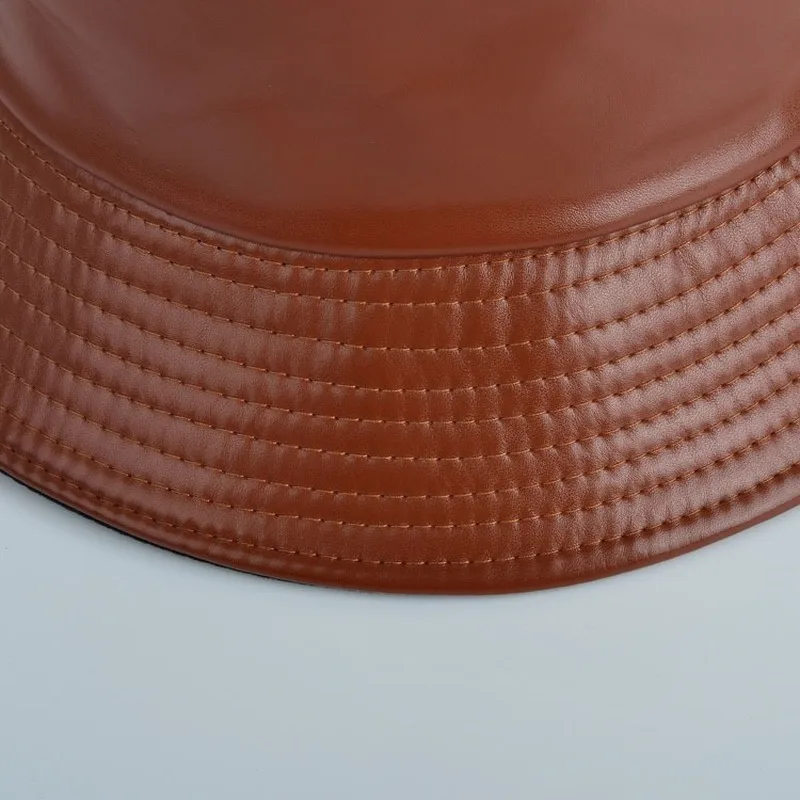 

Fashion Trend PU Bucket Hat Women Sun Fishing Hat Ladies Leather Solid Color Fisherman Cap Party Bob Beach Foldable Panama Hat