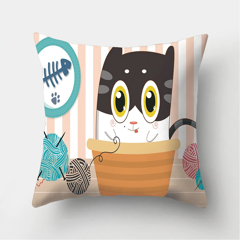 

Cartoon Cute Cat Pattern Decorative Cushions Pillowcase Polyester Cushion Cover Throw Pillow Sofa Decoration Pillowcover 40957