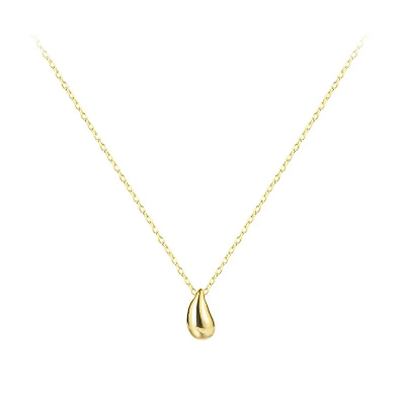 

925 Sterling Silver Necklace Cute Smooth Water Droplets Pendant Necklaces Gift for Valentine's Day