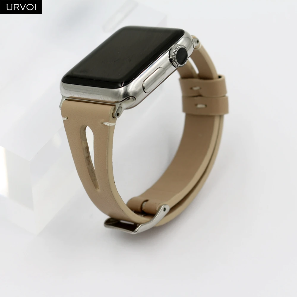 Кожаный ремешок URVOI для apple watch серии 4 3 2 1 ремешок для iwatch 40 мм 44 мм модель дизайн т отверстие кожа девушки запястье