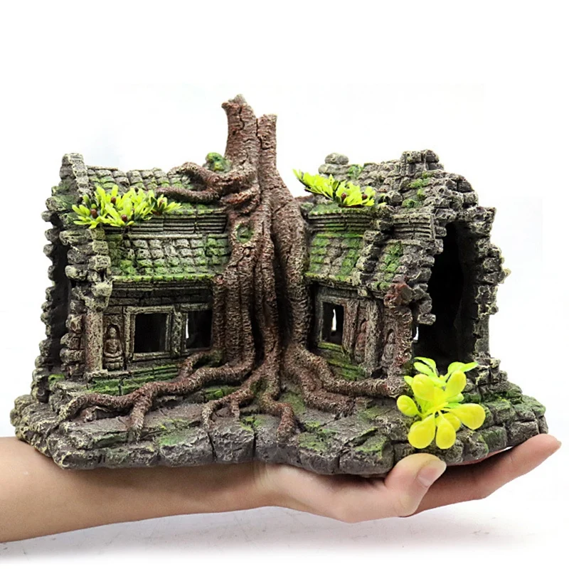 

Resin Imitation Wooden Root House Ruins Aquarium Ornament Fish Tank Decoration Aquarium Accessories Aquarium Decor