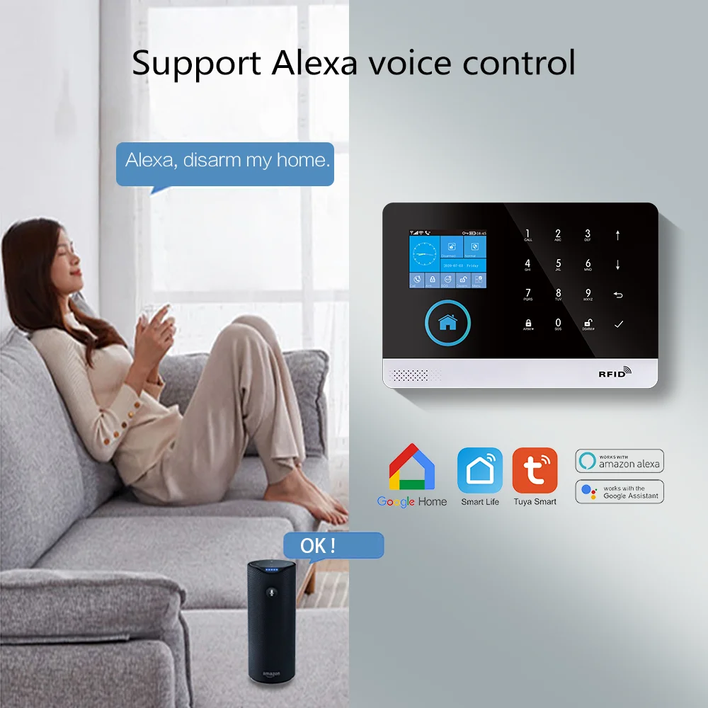 mulo tuya alarm system wifi gsm security system burglar alarm for house office pg103 sms call auto dial app remote control free global shipping