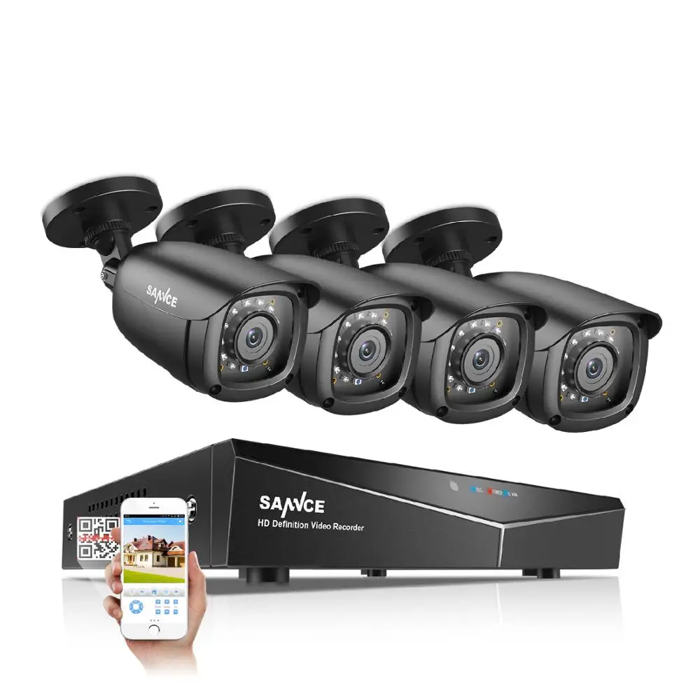4 cameras SANNCE 4CH 1080P CCTV система 1080N 5в1 HDMI DVR с 2 шт/4 шт наружная Водонепроницаемая камера домашний комплект видеонаблюдения - Цвет: 4 cameras