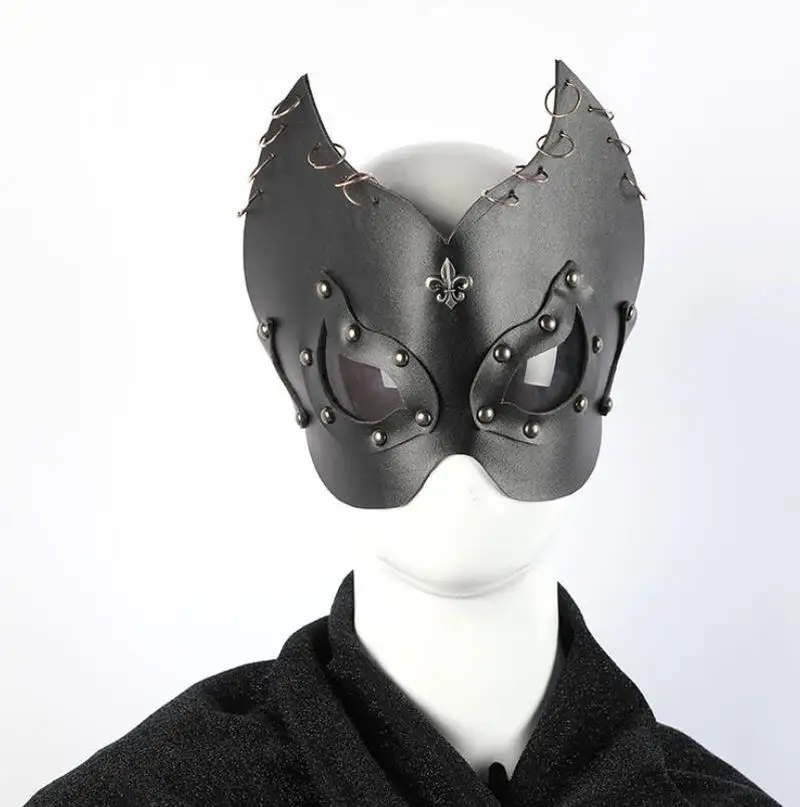 Женская сексуальная маска с полуглазками Кожаная для косплея лисы Маскарадная