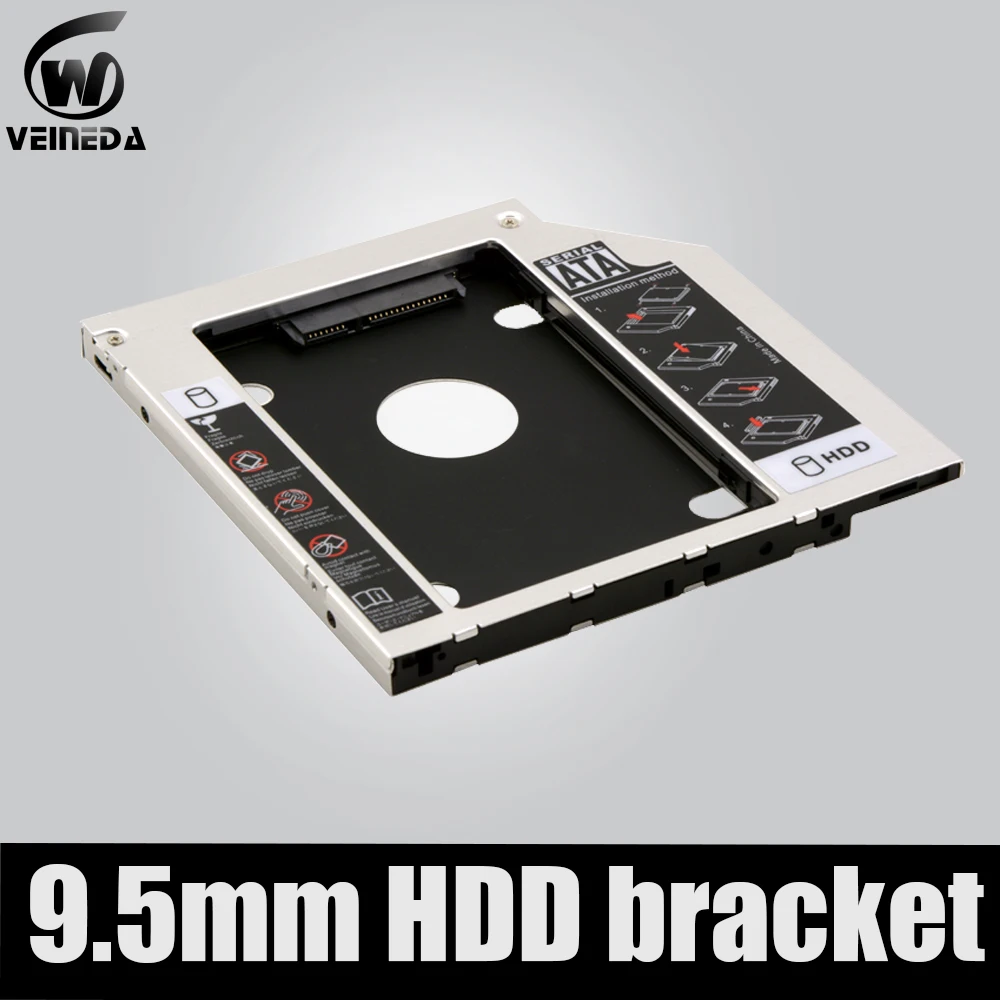 Универсальный 2-й 9,5 мм алюминиевый HDD Caddy SATA 3,0 для 2," SSD чехол HDD корпус для ноутбука CD-ROM жесткий диск кронштейн