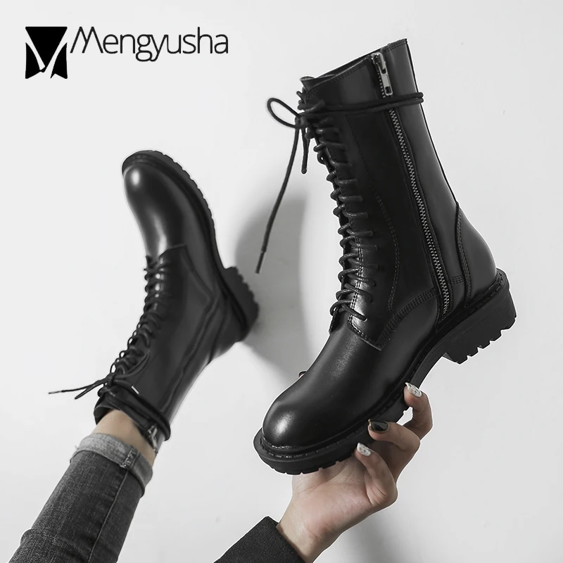 Брендовая обувь на шнуровке и застежке-молнии мотоботы женская платформе Сезон