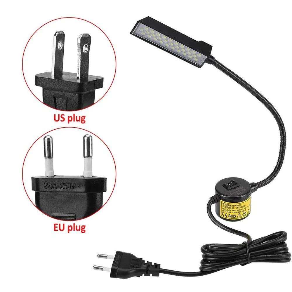 

30/15leds Industrial Lighting Sewing Machine Lights 110-265V US/EU Plug Magnetic Base Sewing Lamp for Drill Press Lathe Working