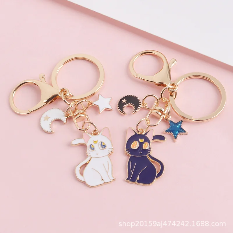 

Anime Trinket Keychain Keyrings Kawaii Cat Luna Key Chain Bucle Lovely Jewelry Handbags Backpack Keyholder Gift