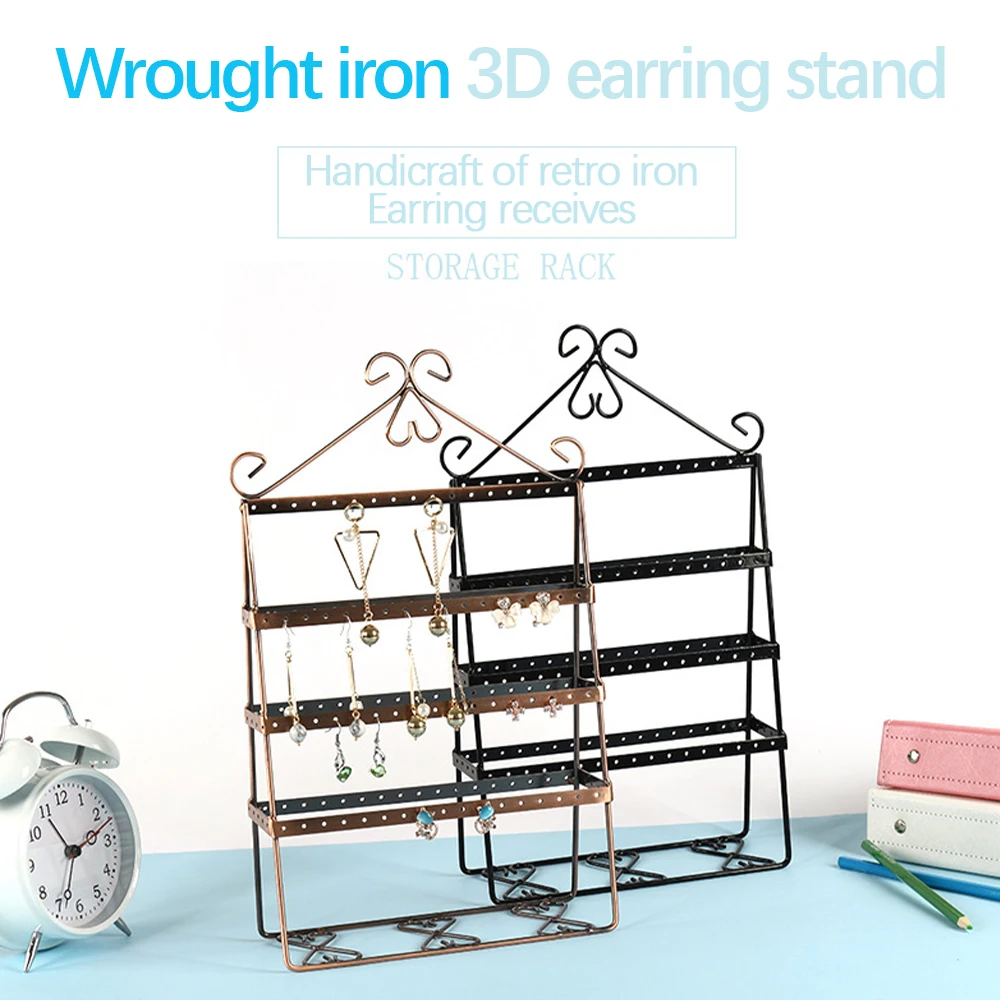 

4 Tier Jewelry Stand Rack Metal Earrings Display Holder Props Shelf Fashion Jewelry Organizer For Jewelry Stores Windows