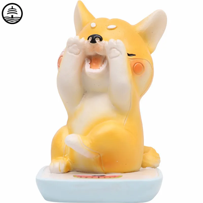 

Cartoon Cute Shiba Inu Art Sculptures Decor Ideas Healing Animal Doll Statue Resin Craft Office Home Decoration Accessories Gift