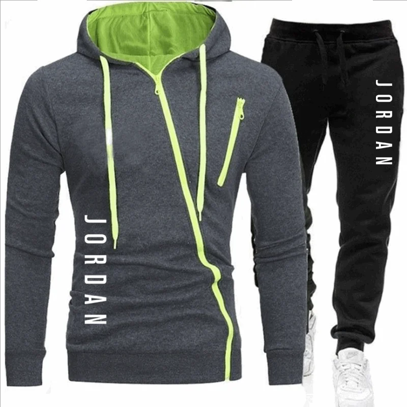 

Jordan men's sportswear men's zipper sports hoodie + jogging pants casual jacket outdoor sportswear men's hoodie cotton plus siz