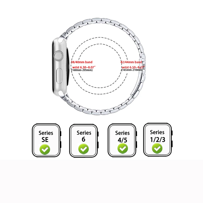 

Stainless Steel Strap For Apple Watch metal Band 6 SE 5 4 3 40mm 44mm 38mm 42mm Replacement Bracelet Sport band for iWatch 1 2