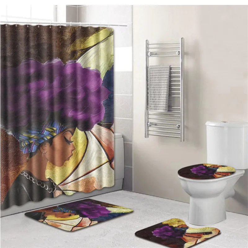 4 шт. Женский Комплект штор для душа в Африканском и американском стиле с ковриком