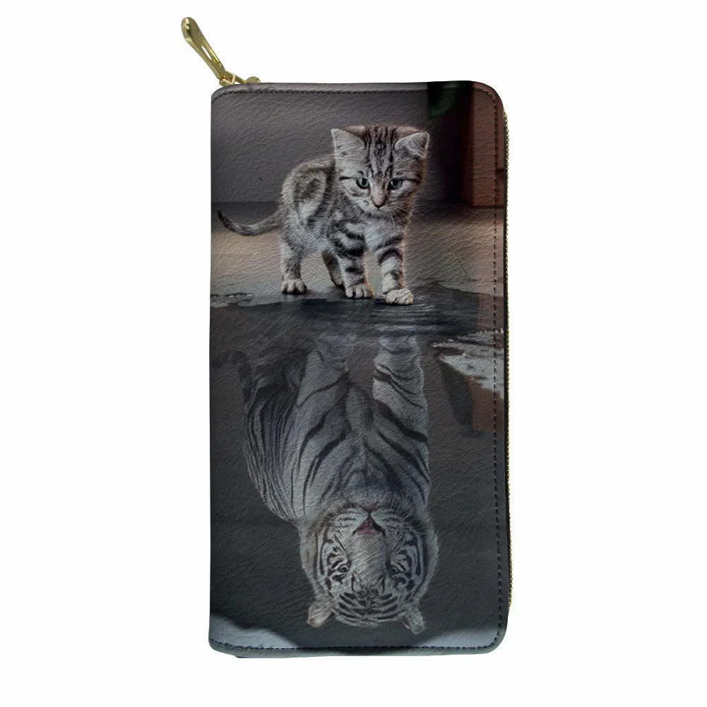 Уникальный Женский Кожаный клатч с принтом тигра кошки и сердца|Женские