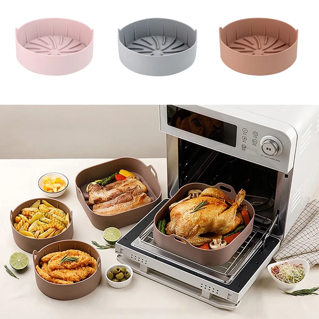 

AirFryer Silicone Pot Mu-lti Air Fryers Bread Fried Chicken Pizza Basket Baking Tray Resistant Grill Pan Oven Baking Tools Acces