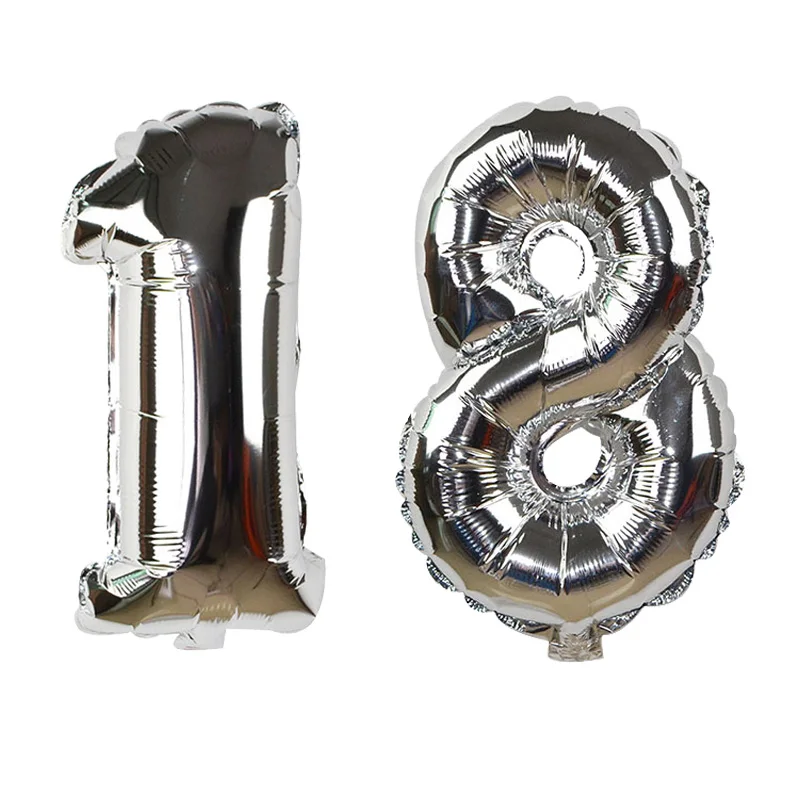 silver 18 balloon 32 дюймов 5 цветов воздушный шар баннер 18 21 30 40 50 60 день рождения украшение для взрослых день рождения письмо номер Фольга Воздушный шар Globos мяч - Цвет: silver 18 balloon