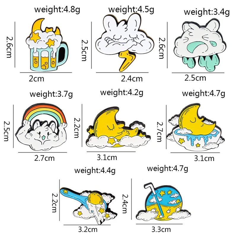 Креативная модная мультяшная брошь на лацкан с милыми облаками Луной и маслом
