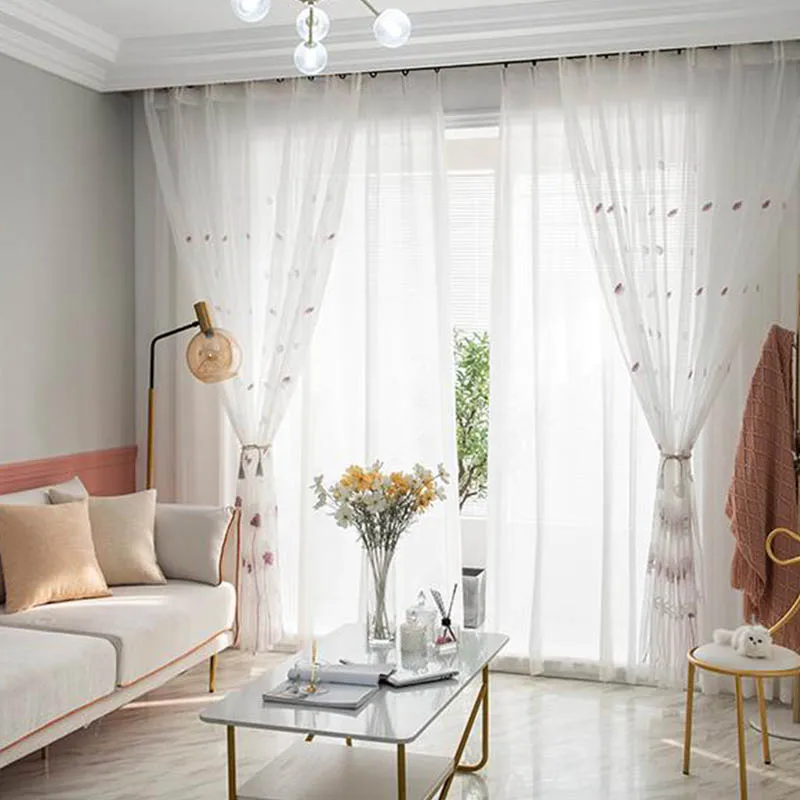 Прозрачный оконный экран с шестью лепестками и цветочной вышивкой в японском