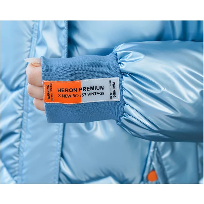 Блестящее хлопковое пальто женская длинная новая зимняя парка куртка модная