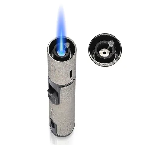 LUBINSKI металлическая Бутановая газовая зажигалка для сигар мини ветрозащитная 1 струйная пламенная горелка зажигалки для сигар аксессуары для сигар подарочная упаковка