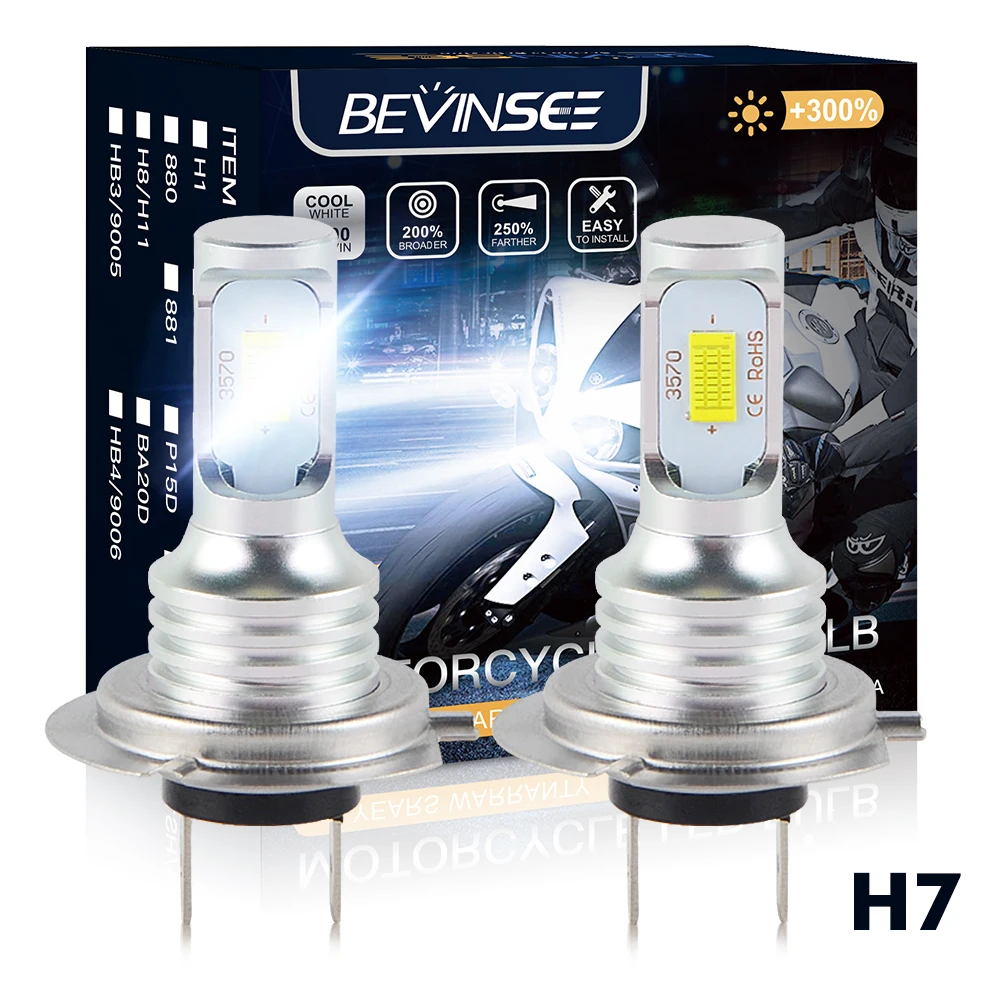 

Bevinsee H7 LED Headlight 100W 6000K White Motorcycle Light Bulbs LED H7 Motorbike Lamp For HONDA CBR1000RR SP CBR600RR