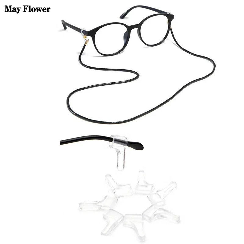 

May Flower 1Pairs Necklace Holder Glasses Chain Rope Glasses Accessories Fixed Anti-dropping Silicone Glasses Legs Foot Cover