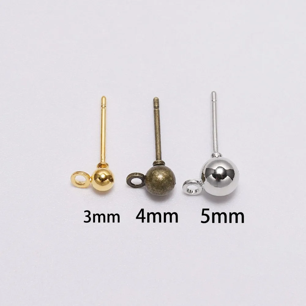 20-50pcs/lot 3/4/5/6mm Pin Findings Stud Earring Basic Pins Stoppers Connector For DIY Jewelry Making Accessories Supplies | Украшения и