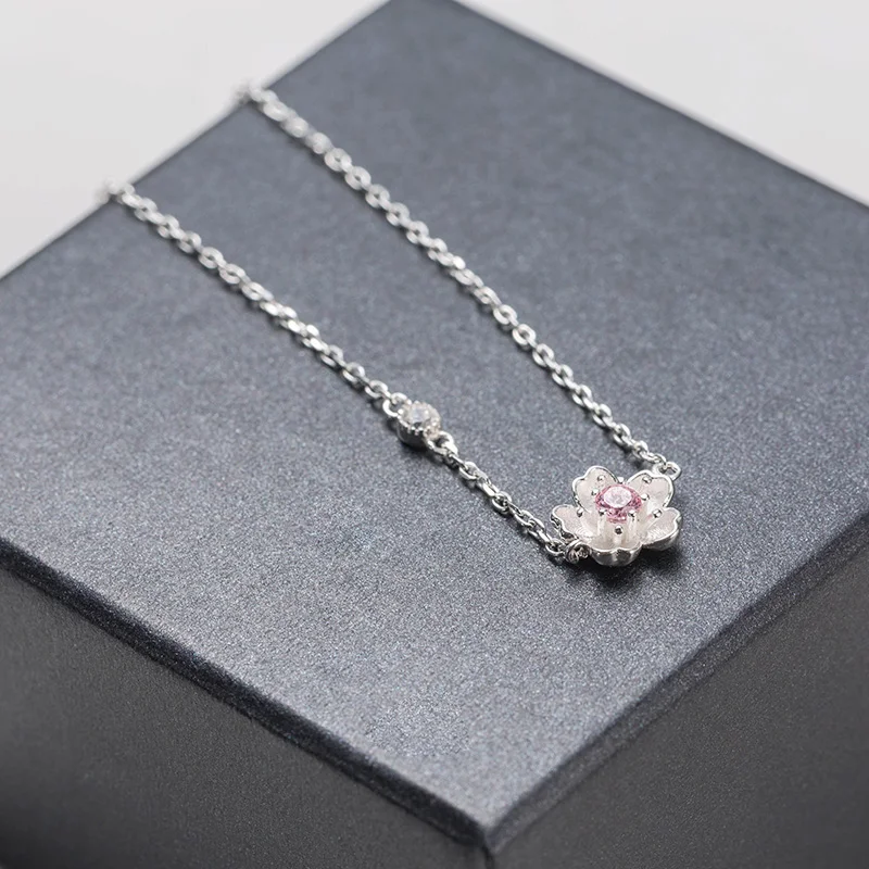 Серебряный браслет Милая новая мода Сакура Очаровательная цепочка с цветком