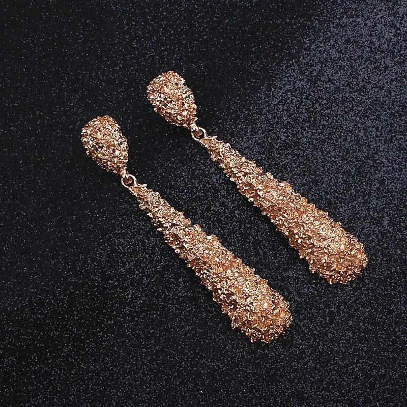 EC974 Европа и США серьги цвета матовая металлическая длинные висячие в форме