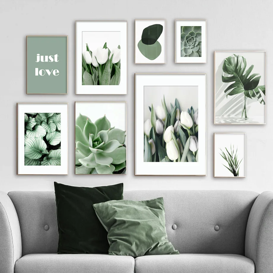 

Monstera Succulents White Tulip Nature Wall Art Canvas Painting Nordic Posters And Prints For Living Room Decor Wall Pictures