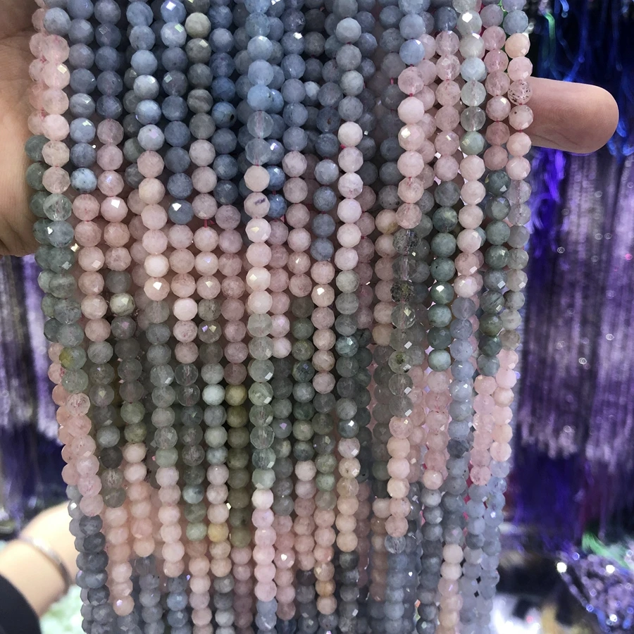 

Wholesale 1string 15.5" 100% Natural Faceted Morganite Beads 2mm 3mm 4mm Tiny Spacer Gem Stone Loose Beads for jewelry
