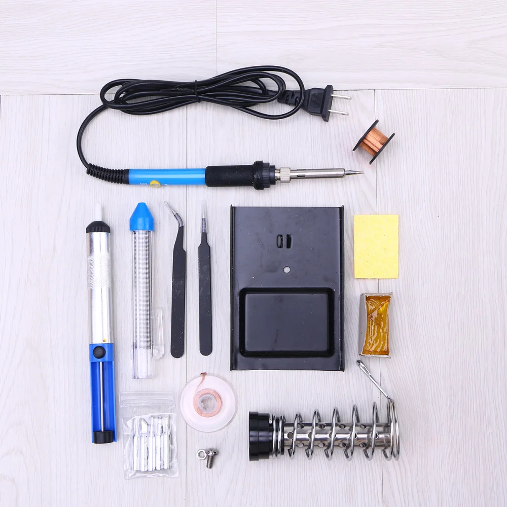 

Welding Soldering Iron Kit Adjustable Temperature Welding Tool with Soldering Tips Desoldering Pump Soldering Iron Stand Tweezer