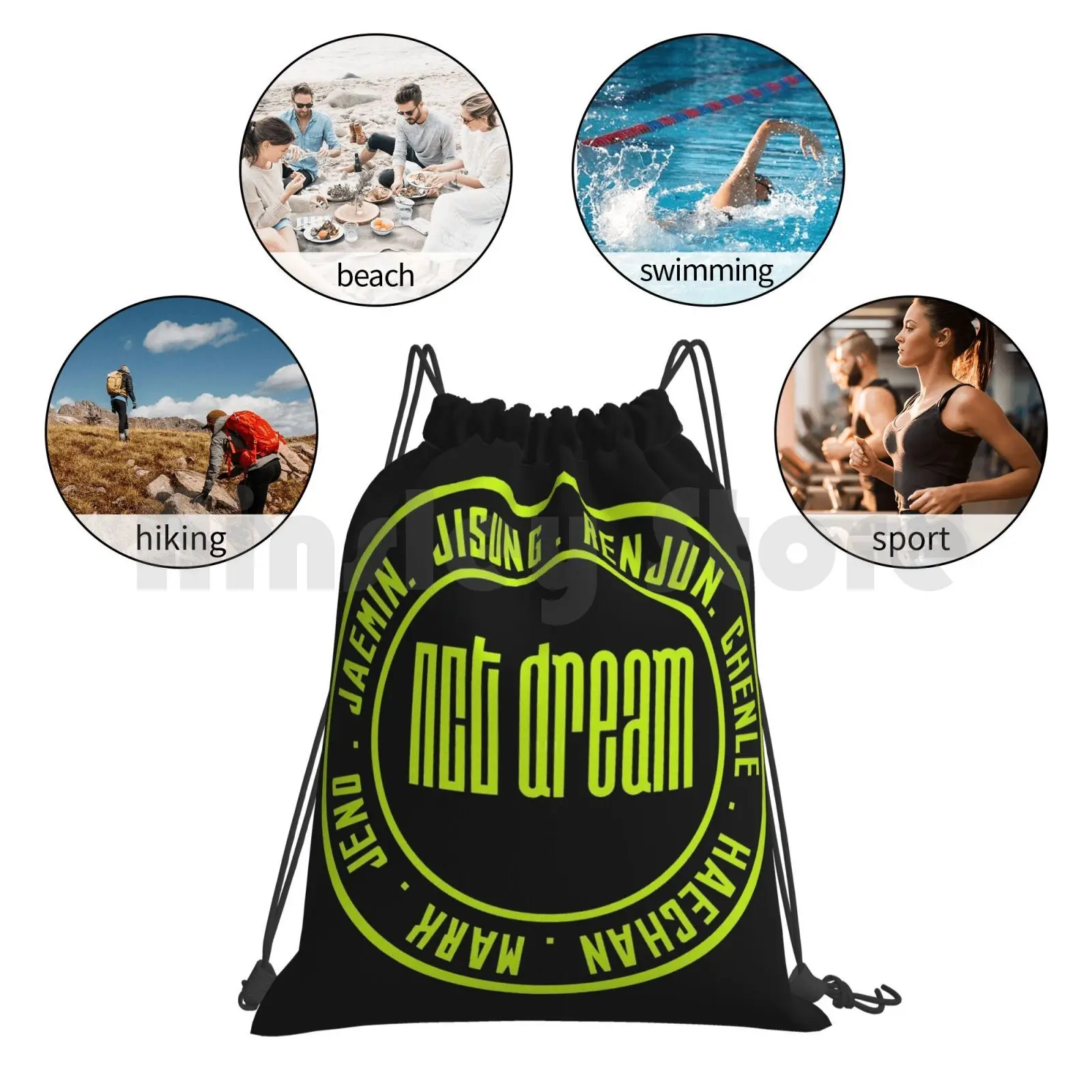 Рюкзак Nct Dream Ot7 на шнурке сумка для верховой езды альпинизма тренажерного зала Kpop