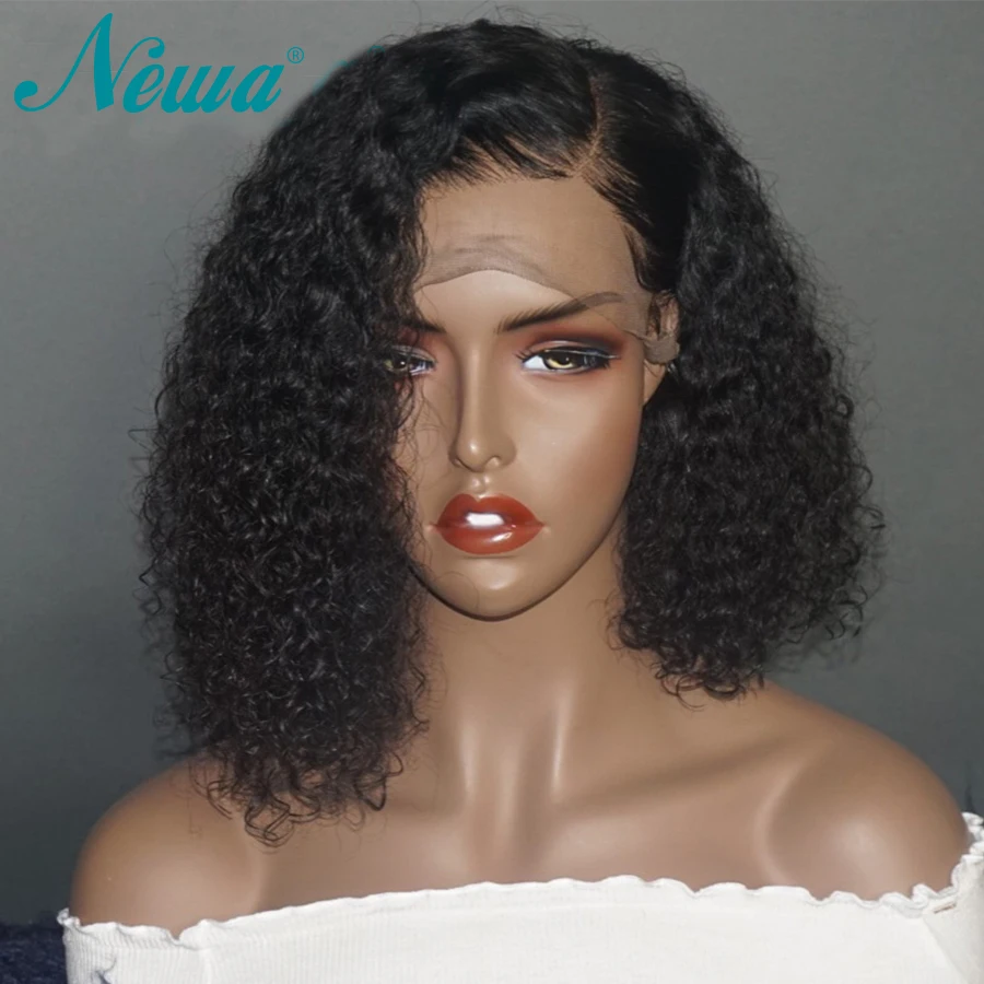 Волосы Newa короткие кружевные фронтальные человеческие волосы парики для черных